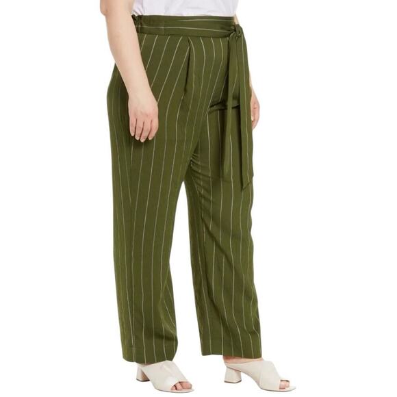 NWT Vince Belted Stripe Wide Leg Pants Trousers Plus Size 1X Green Pull On $345 - Picture 16 of 16